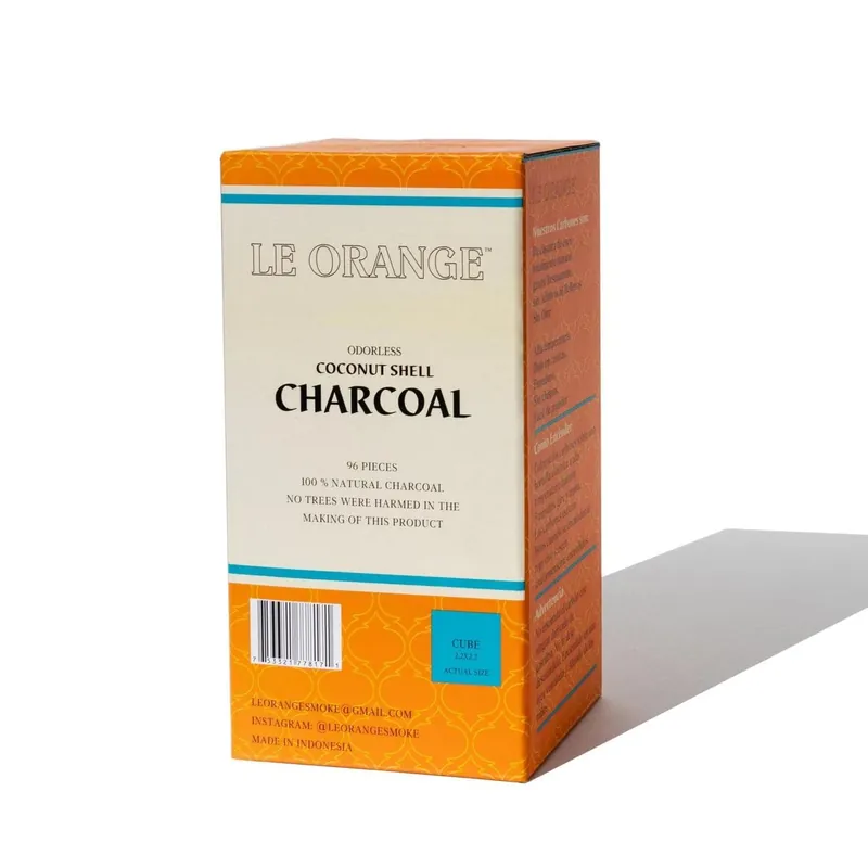 Le Orange Natural Coconut Hookah Coals - Small Cubes - 96 Pieces