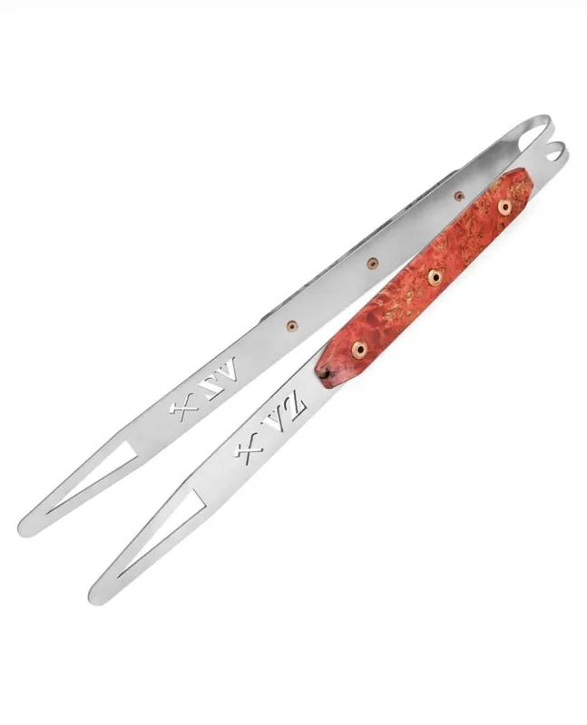 VZ Steel with Wood Hookah Tongs - VZ Hookah