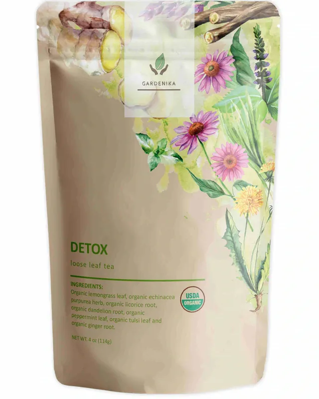 Gardenika Detox Loose Leaf Herbal Tea, USDA Organic, Caffeine Free - 4 oz (114g)