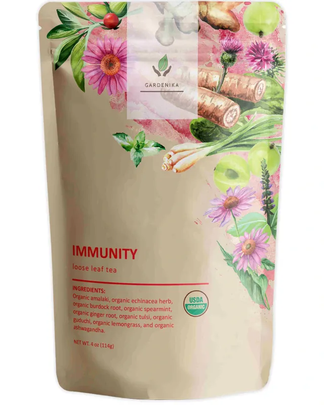 Gardenika Immunity Loose Leaf Herbal Tea, USDA Organic, Caffeine Free - 4 oz (114g)