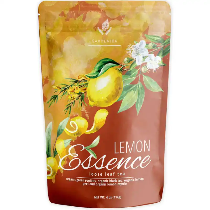 Gardenika Lemon Essence Black Tea, Loose Leaf, USDA Organic, 55+ Cups – 4 Oz (113g)