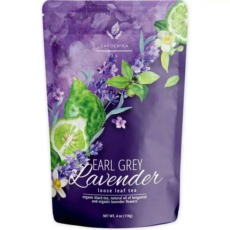 Gardenika Earl Grey Lavender Tea, Loose Leaf, USDA Organic, 55+ Cups – 4 Oz (113g)