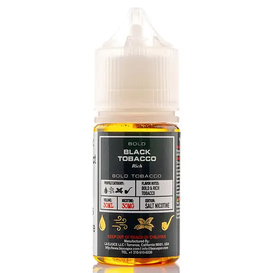 Black Tobacco Salt - Glas Basix E-Juice