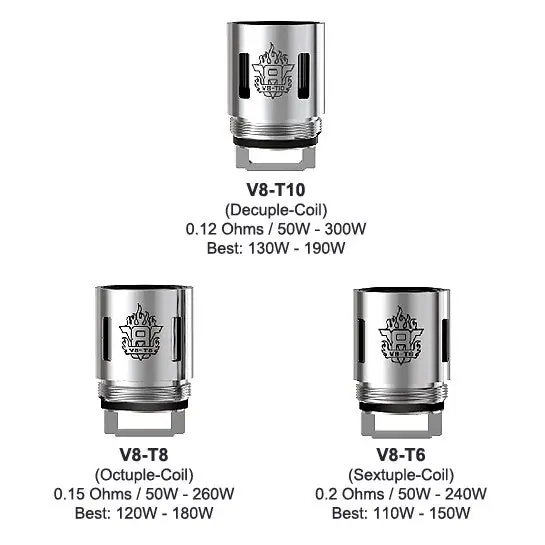 Smok TFV8 Coils / (Q4, T6, T8, T10) Atomizer Heads (3 Pack) - Smoktech