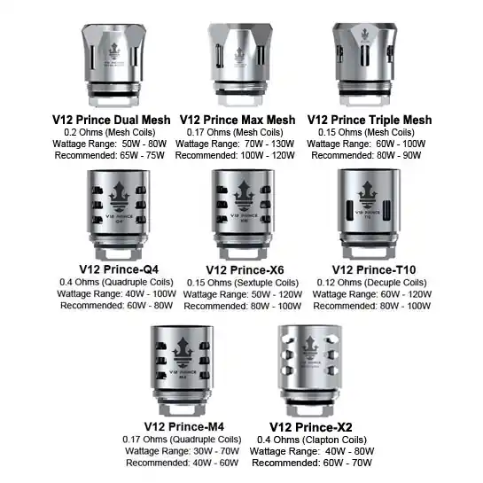 Smok TFV12 Prince Coils / (Q4, X6, T10, X6, X2 & Mesh) Atomizer Heads (3 Pack) - Smoktech
