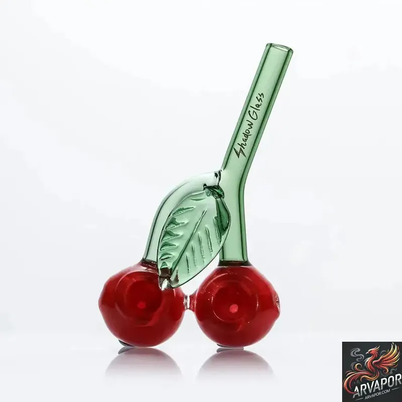 Shadow Glass Hand Pipe Double Cherry Design - Assorted Colors