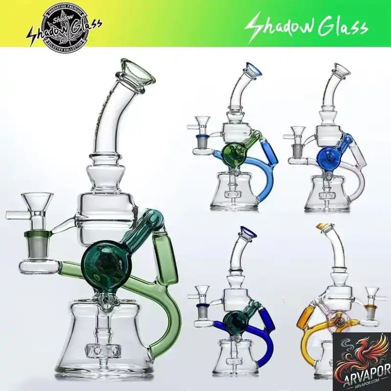 Shadow Glass Recycler Bent Neck Water Pipe