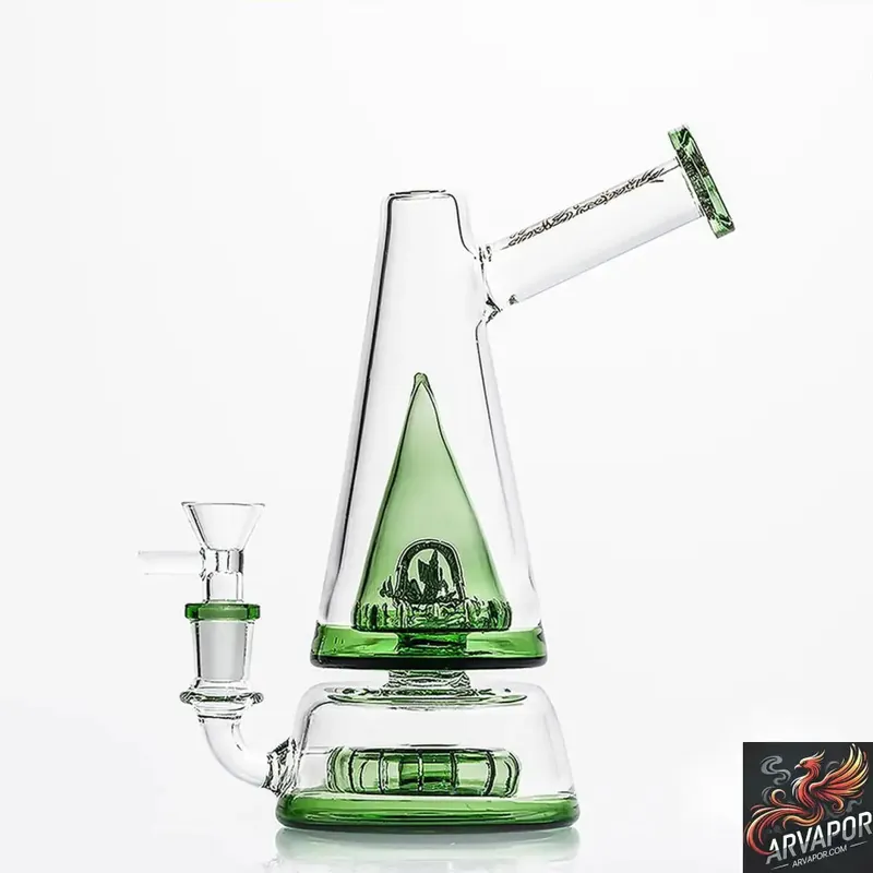 Shadow Glass Water Pipe Vulcano Shaped With Disc Perc - Dragon Glass