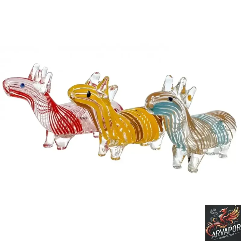 Standing Swirl Ribbon Clear Body Deer Animal Hand Pipe - arvapor.com