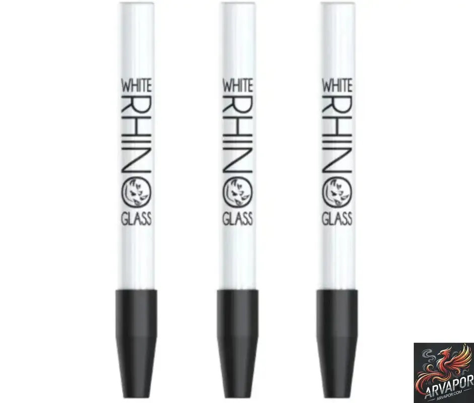 White Rhino White Ceramic Straw With Black Silicone Cap