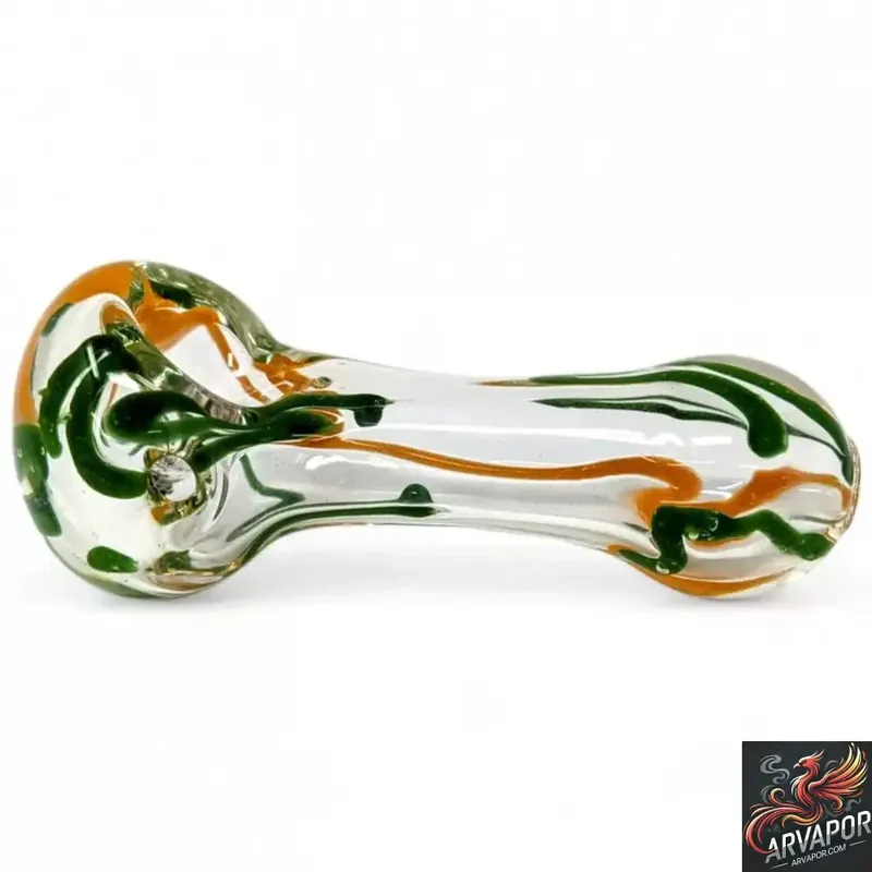 3.5" Clear Glass Dual Color Scribble Line Art Hand Pipe-AR Vapor