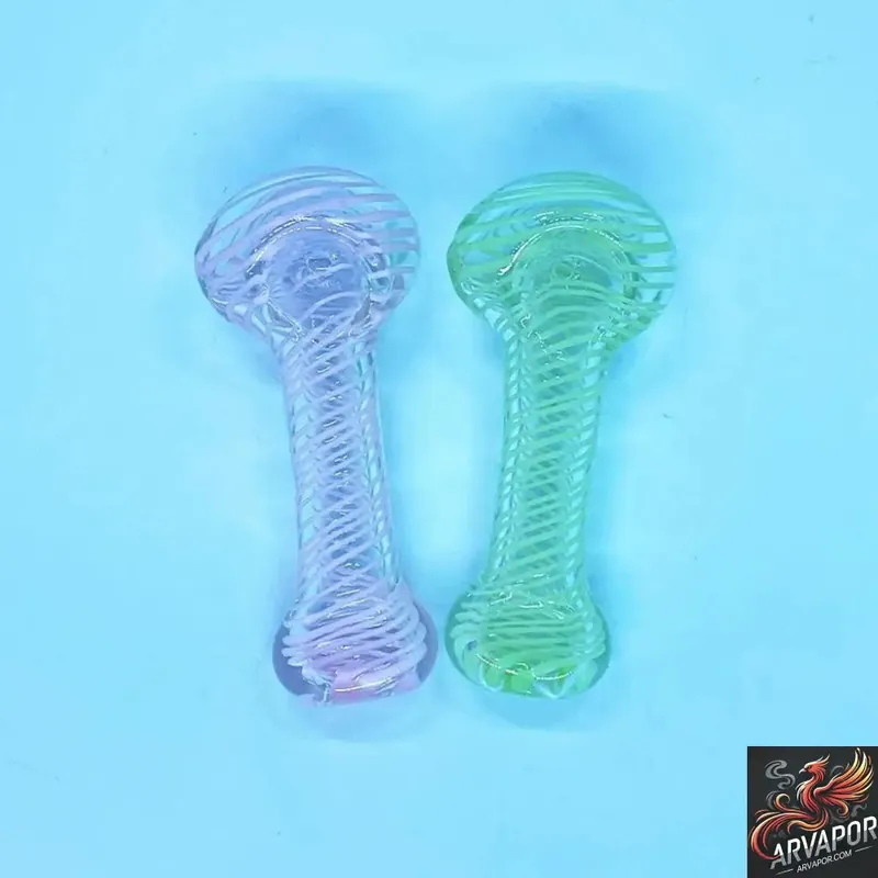 Neon Color Lines Spoon Glass Hand Pipe - arvapor.com