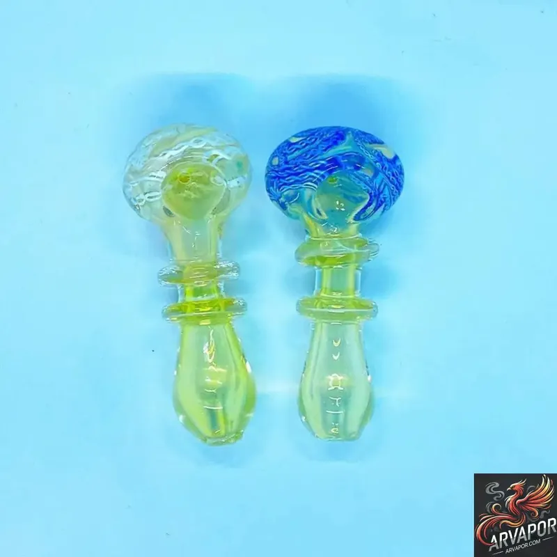 Net Line Double Rim Spoon Glass Hand Pipe - arvapor.com