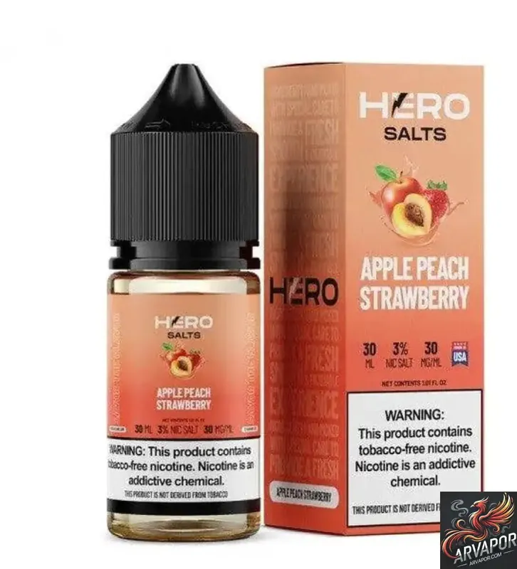 Apple Peach Strawberry - Hero Salts Syn Nic 30mL - arvapor.com