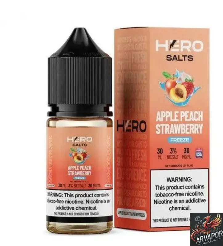 Apple Peach Strawberry Freeze - Hero Salts Syn Nic 30mL - arvapor.com