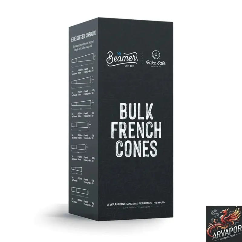 Beamer x Bake Sale Bulk French King Size White Ultra Thin Paper Cones - AR Vapor