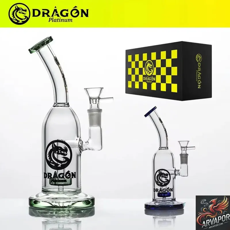 Dragon Platinum Glass Bent Neck Water Pipe - Dragon Glass