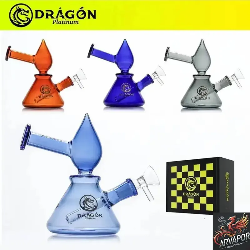 Dragon Platinum Inclined Neck Water Pipe - Dragon Glass