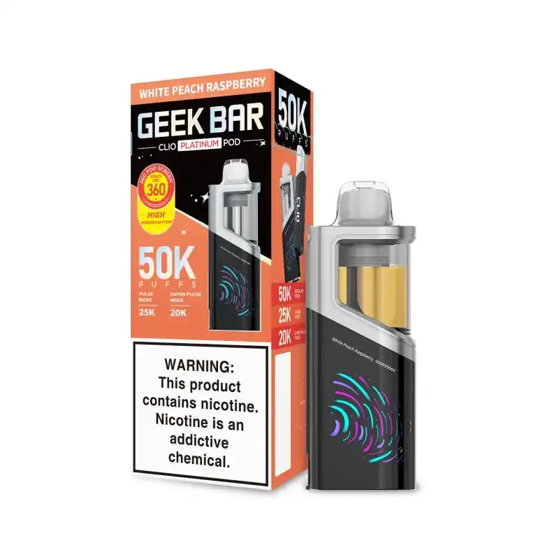 White Peach Raspberry Geek Bar Clio Platinum 50k (POD)