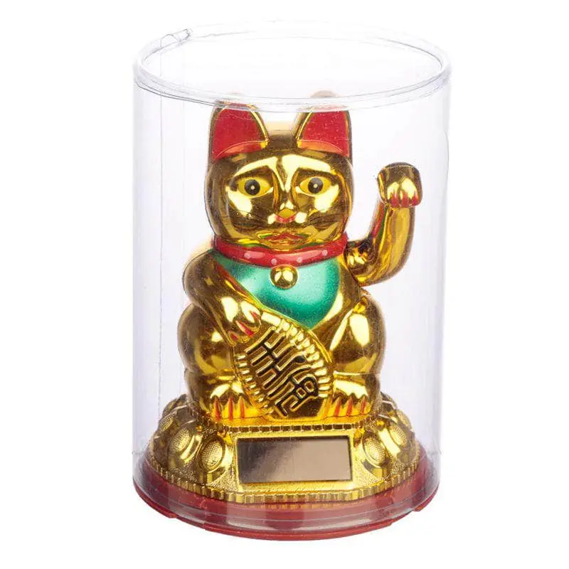 Solar Powered Waving Lucky Cat - none