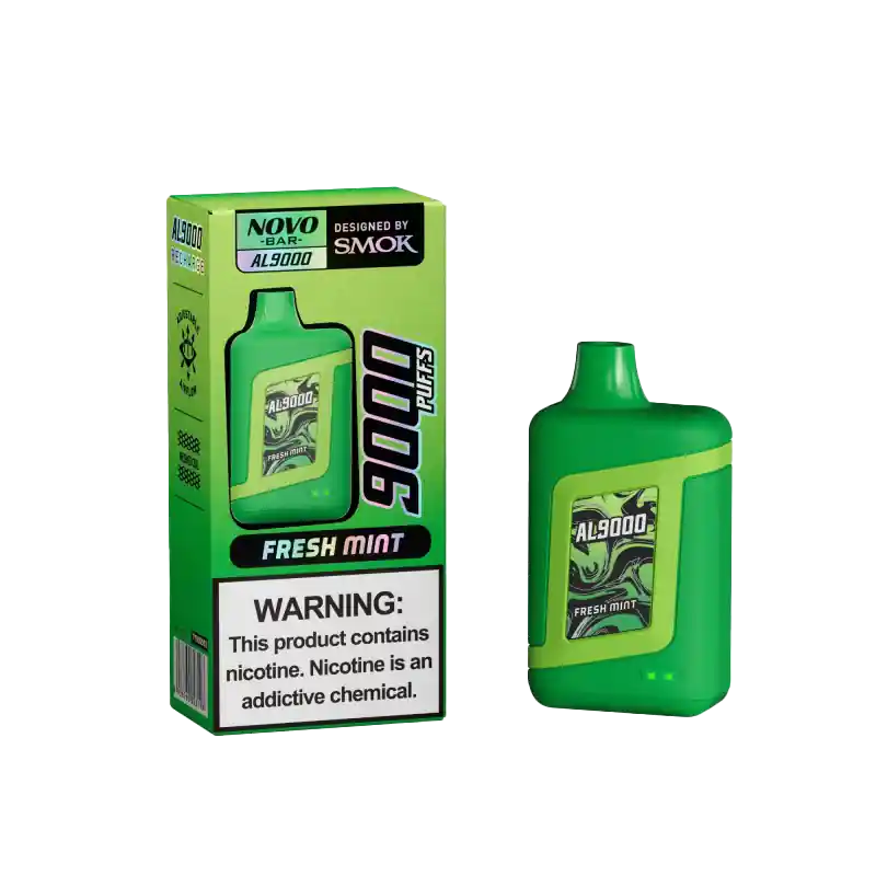 NOVO Bar AL9000 9000 Puffs Disposable Vape – Fresh Mint - SMOK Disposable Vapes and Mods | Spaceman Vapes | Priv Bar Vape