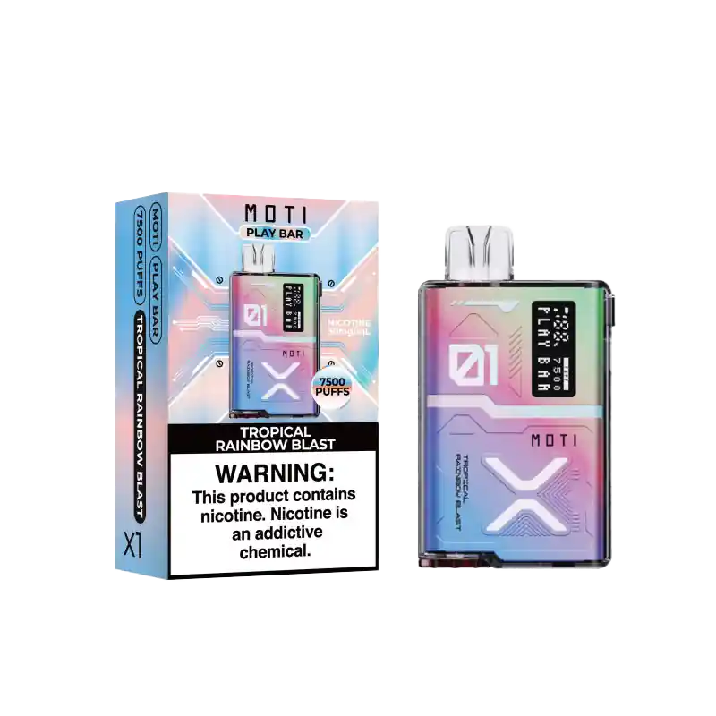 MOTI Play Bar 7500 Disposable Vape – Tropical Rainbow Blast - MOTI Vape | Disposable Vapes, Tanks, Mods, Mesh Coils, and Pods