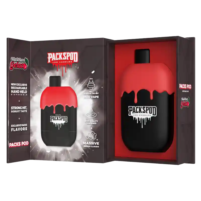 Experience Vaping Freedom with PacksPod 5000 Puff Disposable VapeEmbark on an unparalleled vaping journey with the PacksPod 5000 Puff Disposable Vape, a groundbreaking device","currency":"USD","tags":[],"images":[],"variants":{"7273":{"variantID":"7273","title":"Packspod Disposable Vape 5000 Puffs by PackWoods - Black Cherry Gelato","status":null,"price":1299,"imageID":"20659","imageUrl":"https://nexussmoke.com/wp-content/uploads/2025/05/BlackCherryGelato_ba0789e2-34e6-4a4e-b35c-7be8fa19d9ec.png"}},"productID":"7273","productUrl":"https://nexussmoke.com/products/packspod-disposable-vape-5000-puffs-by-packwoods-black-cherry-gelato/","categoryIDs":null,"createdAt":null,"updatedAt":null,"published":true}    Home / Packspods by Packwoods / Packspod Disposable Vape 5000 Puffs by PackWoods – Black Cherry GelatoInstagramPackspod Disposable Vape 5000 Puffs by PackWoods – Black Cherry Gelato
