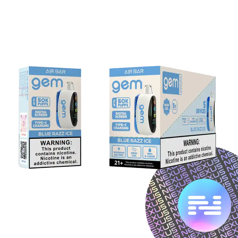 Blue Razz Ice Air Bar GEM 50K Disposable Vape - Uncategorized
