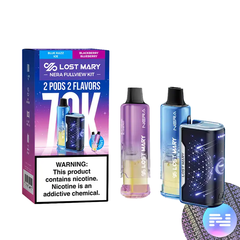 Blue Razz Ice and Blackberry Blueberry Lost Mary NERA Fullview 70K Disposable KIT - Uncategorized