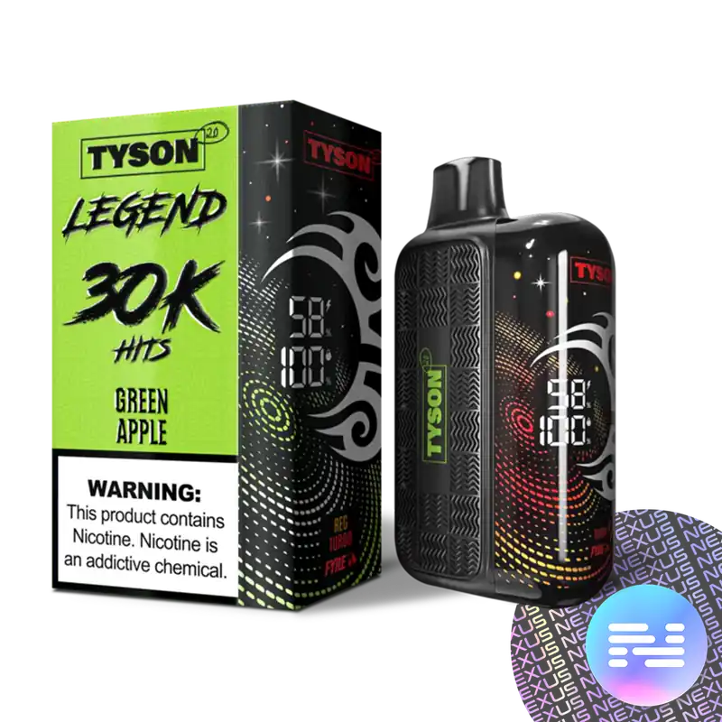 Green Apple Tyson 2.0 Legend 30000 Disposable Vape - Tyson Disposable Vape | Heavyweight Puff