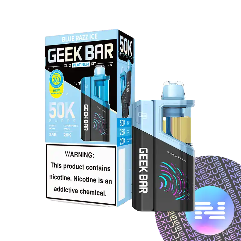 Blue Razz Ice Geek Bar CLIO Platinum 50K Disposable KIT - Uncategorized