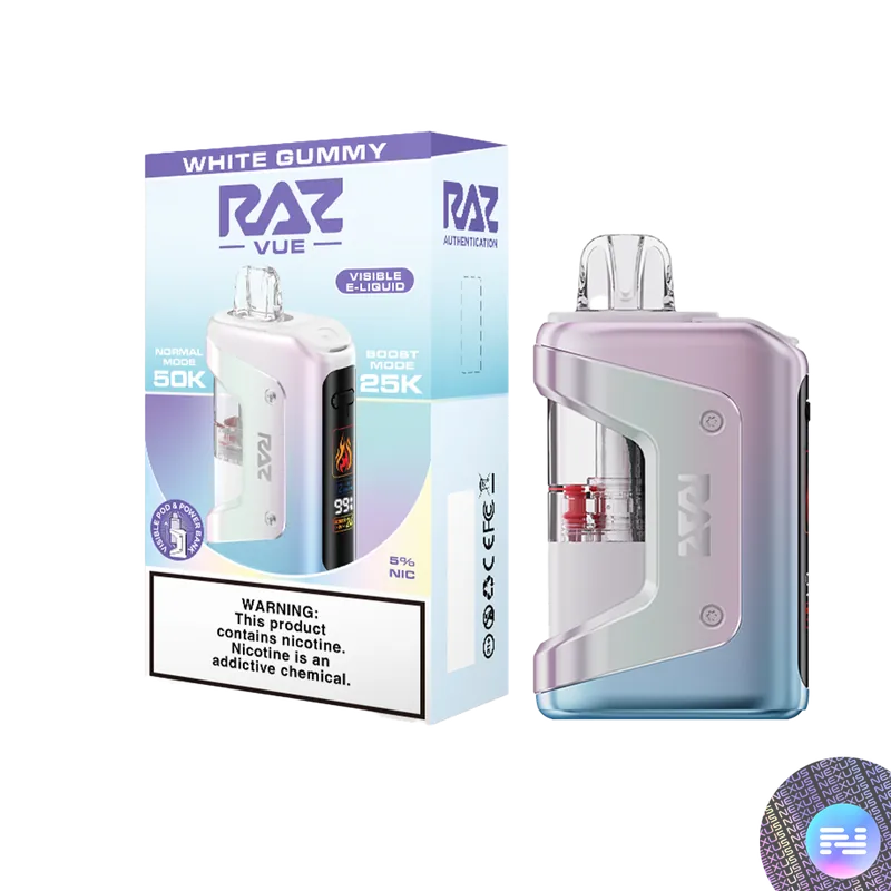 White Gummy RAZ VUE 50K Disposable FULL KIT - Raz Bars