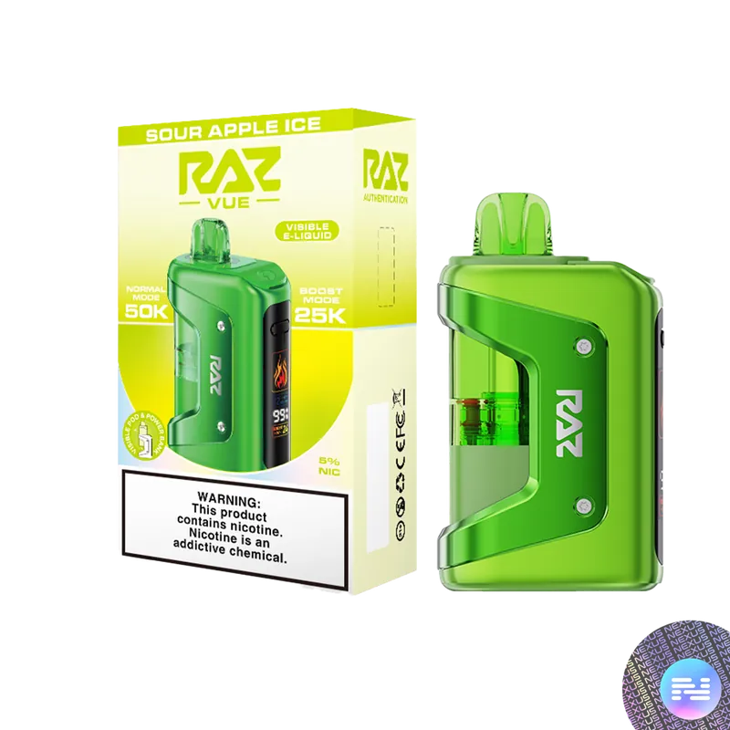 Sour Apple Ice RAZ VUE 50K Disposable FULL KIT - Raz Bars