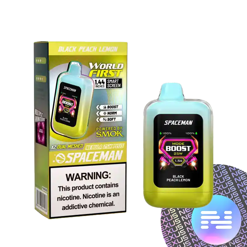 Black Peach Lemon Spaceman Nebula 25000 Plus Disposable Vape - SMOK Disposable Vapes and Mods | Spaceman Vapes | Priv Bar Vape