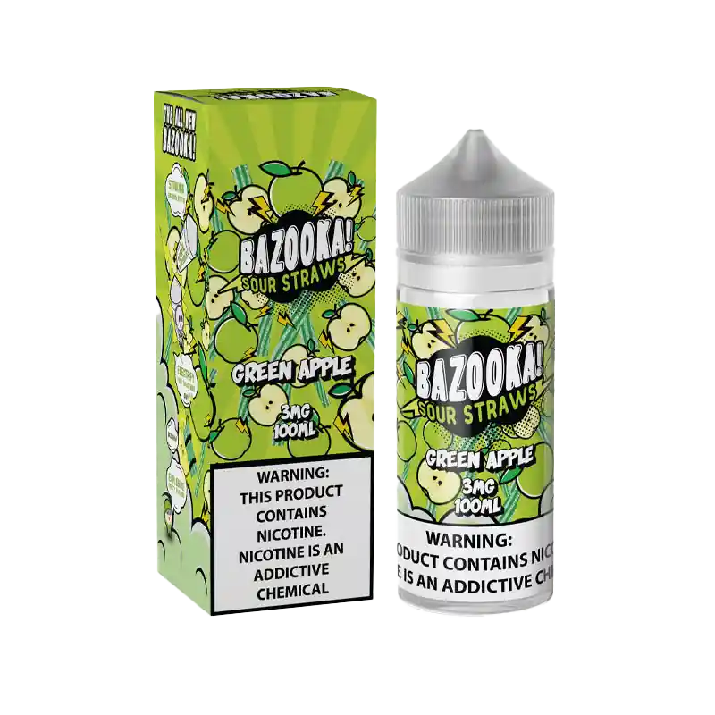 Bazooka Sour Straws E-Liquid Vape Juice 100 ML – Green Apple