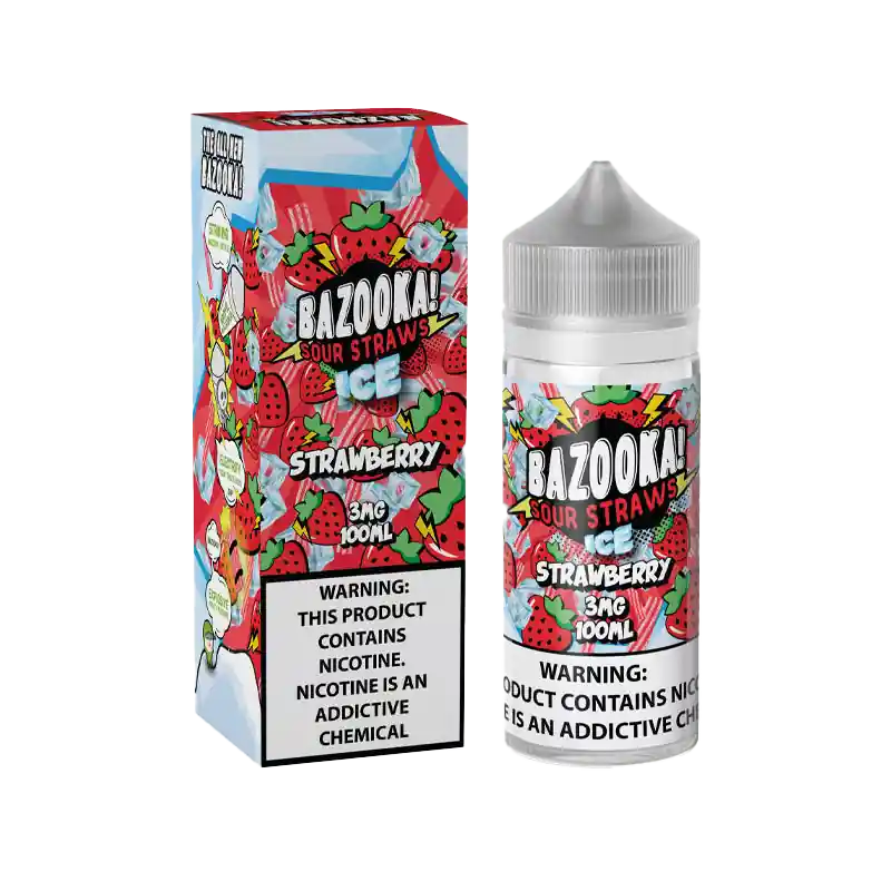 Bazooka Sour Straws E-Liquid Vape Juice 100 ML – Strawberry Ice