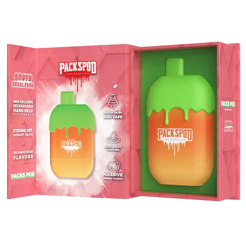 Packspod Disposable Vape 5000 Puffs by PackWoods – Guava Bubblegum - Packspods by Packwoods
