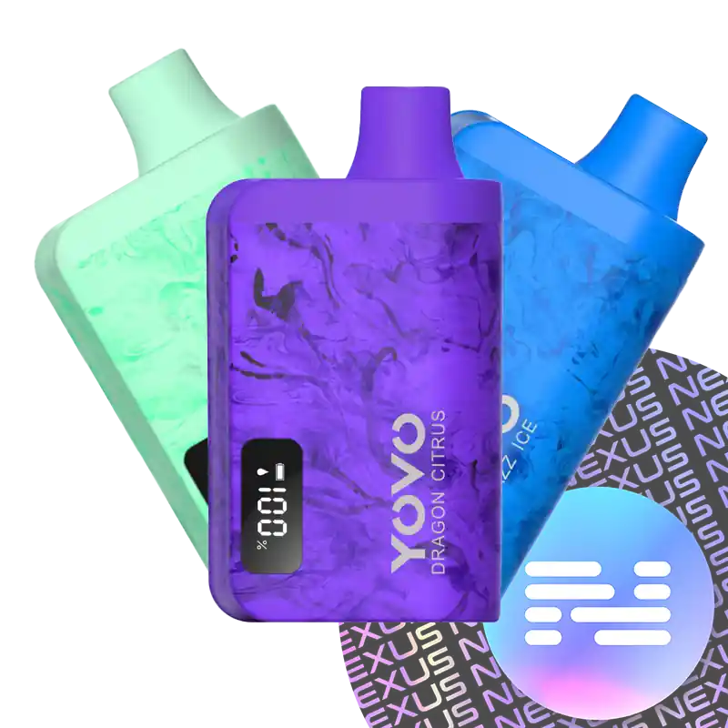 Yovo JB8000 Disposable Vape: The Ultimate Choice for a Rechargeable 8000 Puffs Smart Disposable E-Liquid VapeExperience the Pinnacle of Vaping with Yovo JB8000","currency":"USD","tags":[],"images":[],"variants":{"9980":{"variantID":"9980","title":"YOVO JB8000 Disposable Vape","sku":"8419395010852","status":null,"price":999,"imageID":"25949","imageUrl":"https://nexussmoke.com/wp-content/uploads/2025/05/MainProductImageYOVO8000.png"},"9981":{"variantID":"9981","title":"YOVO JB8000 Disposable Vape - Blue Carnival","sku":"8419395010852","status":"outOfStock","price":999,"imageID":"25952","imageUrl":"https://nexussmoke.com/wp-content/uploads/2025/05/BlueCarnival.png","customFields":{"attribute_flavor":"Blue Carnival"}},"9982":{"variantID":"9982","title":"YOVO JB8000 Disposable Vape - Blue Razz Ice","sku":"8419395010852","status":"outOfStock","price":999,"imageID":"25953","imageUrl":"https://nexussmoke.com/wp-content/uploads/2025/05/BlueRazzIce_bbd95458-b369-402c-b83c-00933ead4541.png","customFields":{"attribute_flavor":"Blue Razz Ice"}},"9983":{"variantID":"9983","title":"YOVO JB8000 Disposable Vape - Cali Mint","sku":"8419395010852","status":"outOfStock","price":999,"imageID":"25954","imageUrl":"https://nexussmoke.com/wp-content/uploads/2025/05/CaliMint.png","customFields":{"attribute_flavor":"Cali Mint"}},"9984":{"variantID":"9984","title":"YOVO JB8000 Disposable Vape - Crazi Berry","sku":"8419395010852","status":"outOfStock","price":999,"imageID":"25951","imageUrl":"https://nexussmoke.com/wp-content/uploads/2025/05/CraziBerry_4cd31489-ddee-4e88-990d-9b40e7fdfde2.png","customFields":{"attribute_flavor":"Crazi Berry"}},"9985":{"variantID":"9985","title":"YOVO JB8000 Disposable Vape - Dragon Citrus","sku":"8419395010852","status":"outOfStock","price":999,"imageID":"25956","imageUrl":"https://nexussmoke.com/wp-content/uploads/2025/05/DragonCitrus.png","customFields":{"attribute_flavor":"Dragon Citrus"}},"9986":{"variantID":"9986","title":"YOVO JB8000 Disposable Vape - Fuji Peach","sku":"8419395010852","status":"outOfStock","price":999,"imageID":"25957","imageUrl":"https://nexussmoke.com/wp-content/uploads/2025/05/FujiPeach.png","customFields":{"attribute_flavor":"Fuji Peach"}},"9987":{"variantID":"9987","title":"YOVO JB8000 Disposable Vape - Miami Mint","sku":"8419395010852","status":"outOfStock","price":999,"imageID":"25958","imageUrl":"https://nexussmoke.com/wp-content/uploads/2025/05/MiamiMint_e9217615-78a0-4d3d-a847-375676a4b9a2.png","customFields":{"attribute_flavor":"Miami Mint"}},"9988":{"variantID":"9988","title":"YOVO JB8000 Disposable Vape - Peach Rings","sku":"8419395010852","status":"outOfStock","price":999,"imageID":"25959","imageUrl":"https://nexussmoke.com/wp-content/uploads/2025/05/PeachRings.png","customFields":{"attribute_flavor":"Peach Rings"}},"9990":{"variantID":"9990","title":"YOVO JB8000 Disposable Vape - Root Beer","sku":"8419395010852","status":"outOfStock","price":999,"imageID":"25955","imageUrl":"https://nexussmoke.com/wp-content/uploads/2025/05/RootBeer_67dd3211-ed1f-42b8-b964-cae481acf842.png","customFields":{"attribute_flavor":"Root Beer"}},"9991":{"variantID":"9991","title":"YOVO JB8000 Disposable Vape - Strazz","sku":"8419395010852","status":"outOfStock","price":999,"imageID":"25950","imageUrl":"https://nexussmoke.com/wp-content/uploads/2025/05/Strazz_e1b4217e-9fec-4f8b-aa21-b4ad72986976.png","customFields":{"attribute_flavor":"Strazz"}},"9992":{"variantID":"9992","title":"YOVO JB8000 Disposable Vape - Watermelon Ice","sku":"8419395010852","status":"outOfStock","price":999,"imageID":"25960","imageUrl":"https://nexussmoke.com/wp-content/uploads/2025/05/WatermelonIce_f4c99a53-a09a-45b6-a5ef-1764d99f79cb.png","customFields":{"attribute_flavor":"Watermelon Ice"}},"9993":{"variantID":"9993","title":"YOVO JB8000 Disposable Vape - Yummy Bear","sku":"8419395010852","status":"outOfStock","price":999,"imageID":"25961","imageUrl":"https://nexussmoke.com/wp-content/uploads/2025/05/YummyBear.png","customFields":{"attribute_flavor":"Yummy Bear"}}},"productID":"9980","productUrl":"https://nexussmoke.com/products/yovo-jb8000-disposable-vape/","categoryIDs":null,"createdAt":null,"updatedAt":null,"published":true}    Home / YOVO Vape / YOVO JB8000 Disposable VapeInstagramYOVO JB8000 Disposable Vape