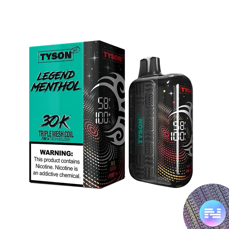 Menthol GREEN Tyson 2.0 Legend 30000 Disposable Vape - Tyson Disposable Vape | Heavyweight Puff