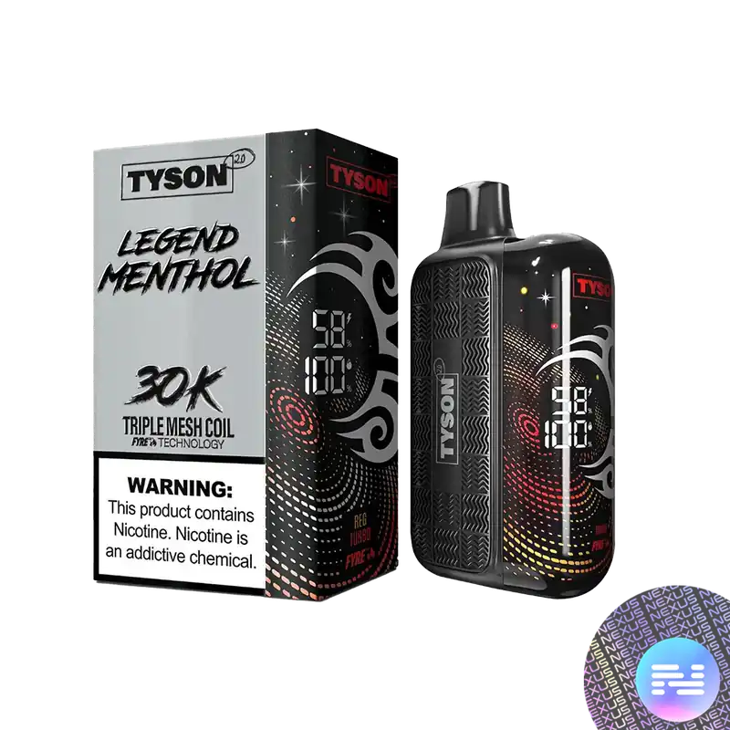 Menthol SILVER Tyson 2.0 Legend 30000 Disposable Vape - Tyson Disposable Vape | Heavyweight Puff