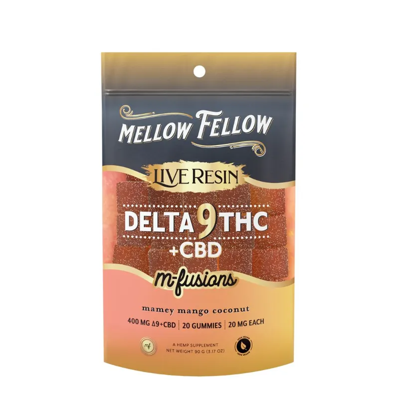 Mellow Fellow Live Resin M-Fusions Delta-9 Edibles – Mamey Mango Coconut 400mg
