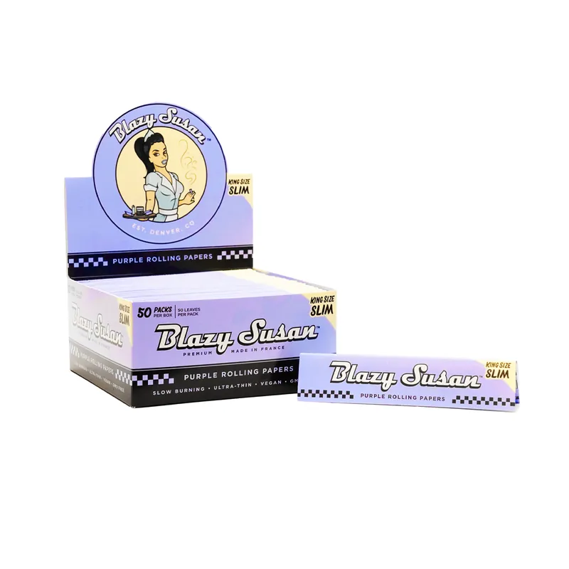 Purple Blazy Susan Rolling Papers – King Size Slim – 50 Pack Bulk