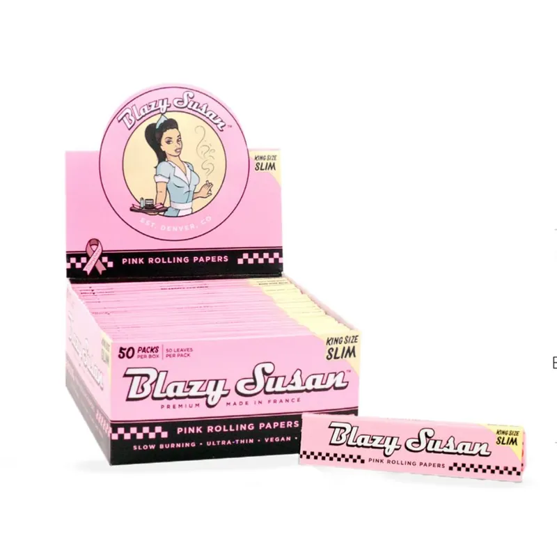 Pink Blazy Susan Rolling Papers – King Size Slim – 50 Pack Bulk