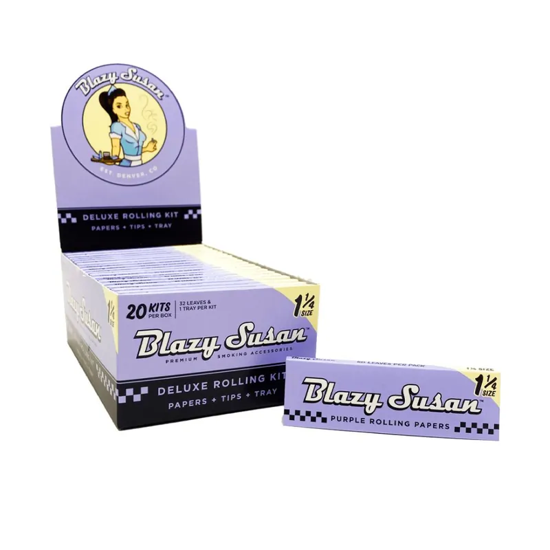 Purple Blazy Susan Rolling Papers – 1 1/4″ Size – 50 Pack Bulk