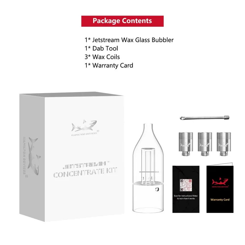 Hamilton Jetstream Concentrate Kit – Glass Bubbler, Quartz Wax Coils & Dab Tool - Hamilton Devices