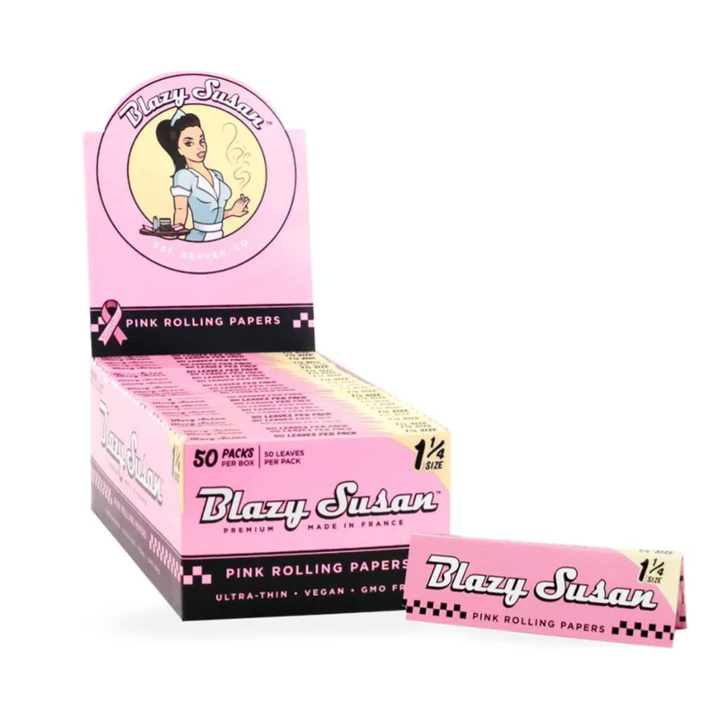 Pink Blazy Susan Rolling Papers – 1 1/4 Size – 50 Pack Bulk