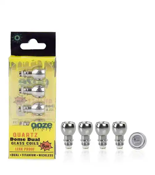 Ooze Dome Dual Quartz Coils 5 Pack – Wickless for Clean Dabs & Flavor