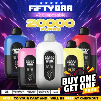 Fifty Bar V2 Disposable | 20K Puffs - Buy 1 Get 1 Free