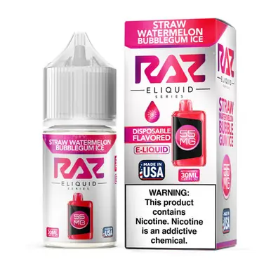 Salt Straw Watermelon Bubblegum Ice Tobacco Free Nicotine E-Juice 30ml | Pod Juice x RAZ