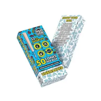 Tre House Premium Pre Roll Cones Shortys Unbleached - 50PK